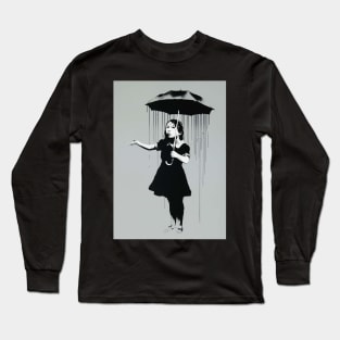 Banksy Nola Rain Girl New Orleans Long Sleeve T-Shirt